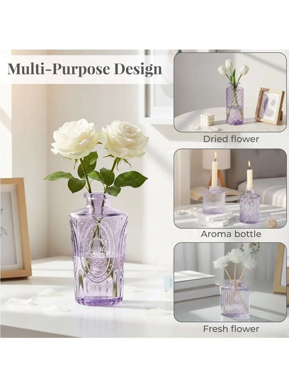 24-Piece Purple Glass Bud Vase Set - Home Accents